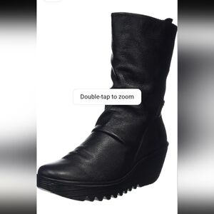 Fly London Women's Leather Chunky Heel Boots Size 38.us 8 Or 8/5